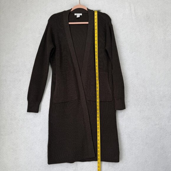 Athleta Sweater Womens Small Brown Long Open Front Knit Cardigan Pockets - Picture 3 of 11